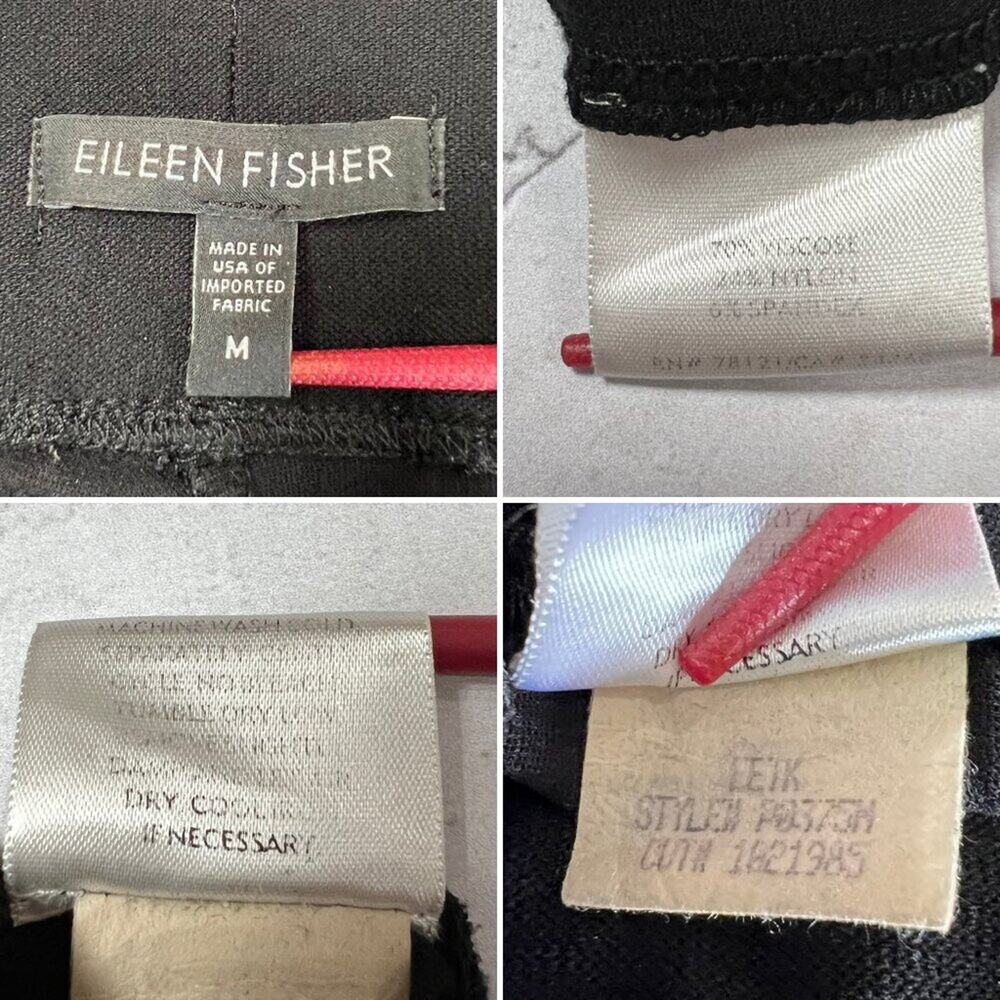 Eileen Fisher Stretch Crepe Straight Pant SIZE M Black Washable Full Length USA - Picture 4 of 9